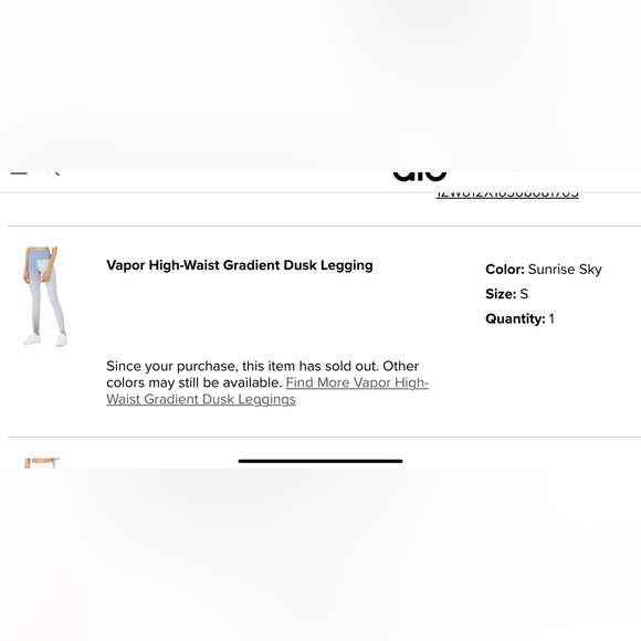 Alo vapor high waist gradient dusk legging. Worn once washed once. Like new - Picture 2 of 2